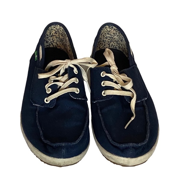 SANUK MEN’S CASA BARCO NAVY white laces SIDE WALK Boat SHOES size 9 UK8 Euro42 - Picture 4 of 8